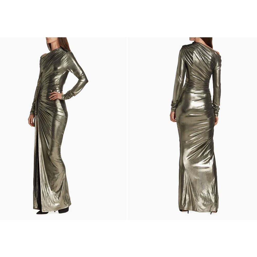UNTTLD Platine Dimitra Gathered Metallic Gown 38(US 6) $1250